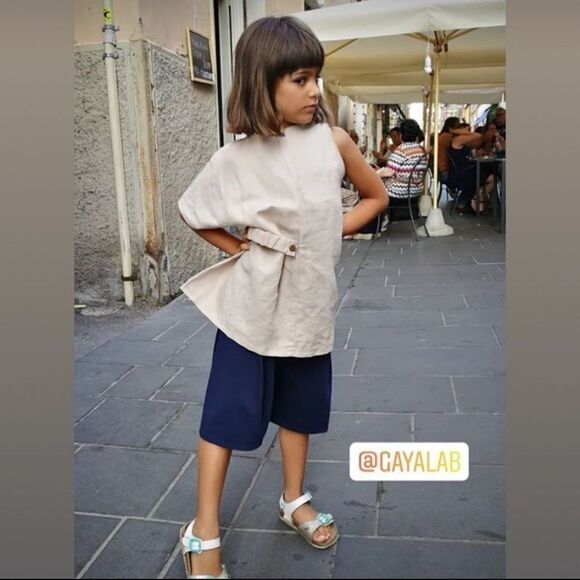 NEW Gaya Lab white gauze asymmetrical cinch side tunic top unisex 6 - Picture 12 of 12